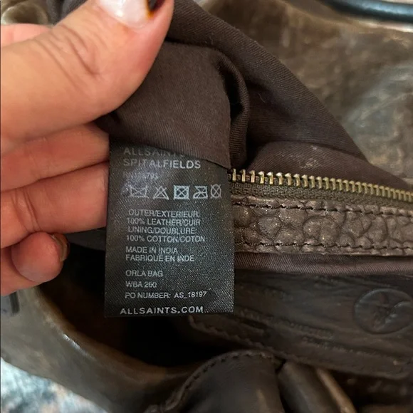 All Saints Dark Brown Leather Shoulder Bag - Picture 11 of 13